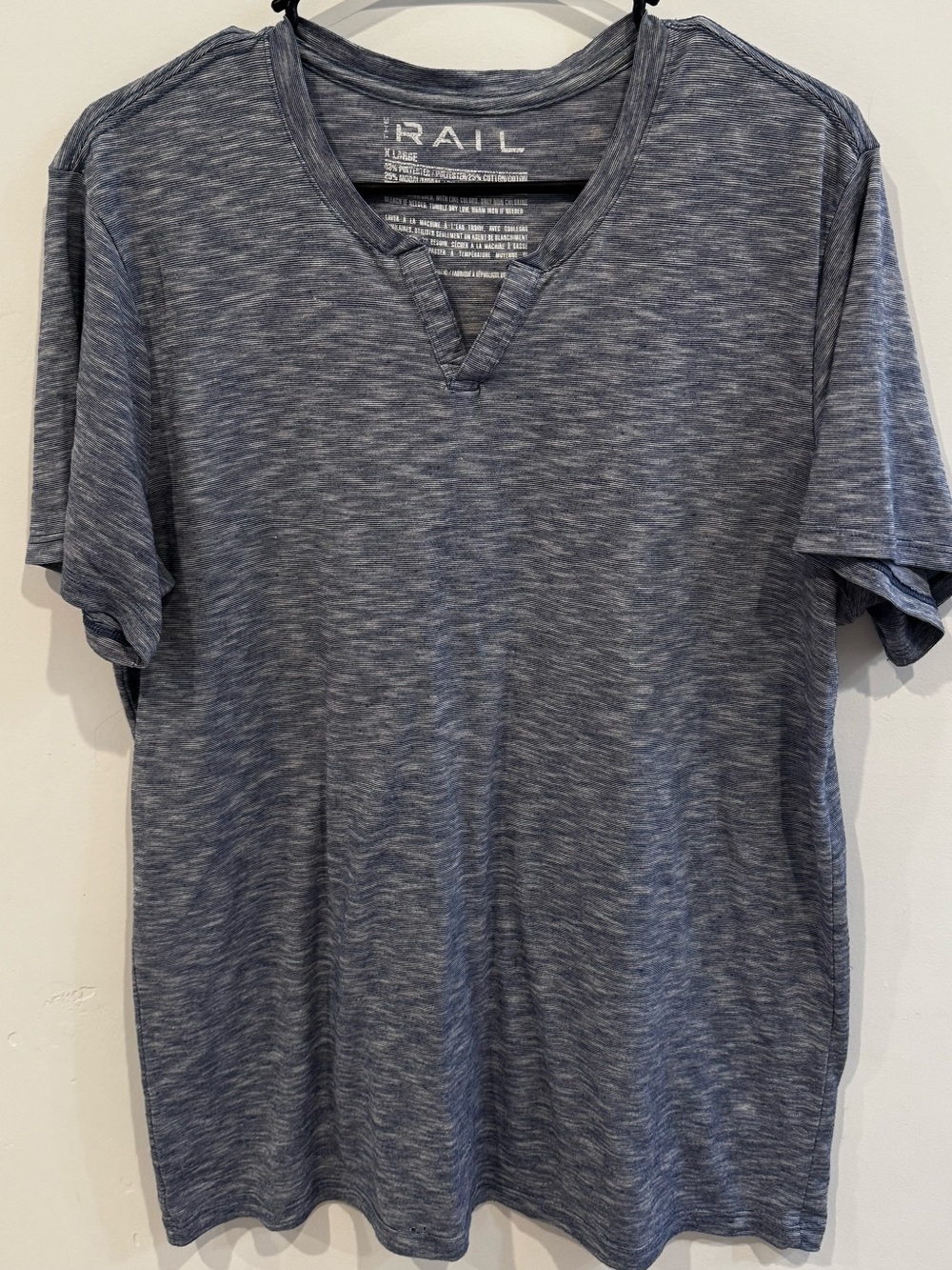 The Rail Men’s Heathered Blue Short-Sleeve V-Notch Tee